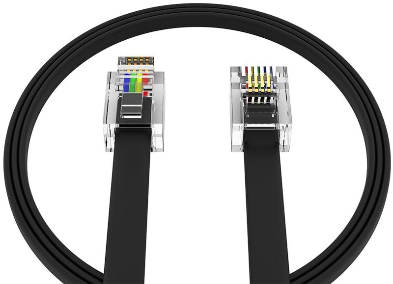 AMZ Pro AmzPRO (1 Pack) 7 Feet Telephone Cord for Landline Phones RJ11 Cable, Pro Grade Phone Line Cord (7 ft, Black) Made in USA - Image 2